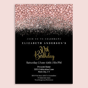 Glamour Pink Juwelen Glitter 30. Geburtstag Einladung