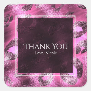 Glamour Pink Leopard-Druck Party-Favorit Quadratischer Aufkleber