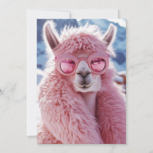 Glamour Pink Llama - Winter Fashion Icon Einladung