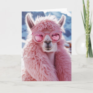 Glamour Pink Llama - Winter Fashion Icon Einladung