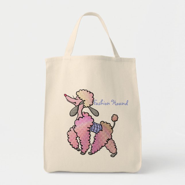 Glamour Pink Poodle Fashion Hound - Personalisiert Tragetasche (Vorne)