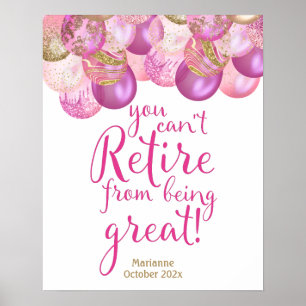 Glamour Pink Retirement Party Print Sign Poster