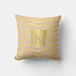 Glamour Pink und Gold Chevronen mit Monogramm Kissen