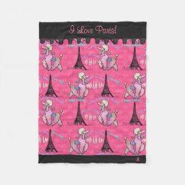 Glamour Poodle in Paris auf Rosa (Personalisiert) Fleecedecke