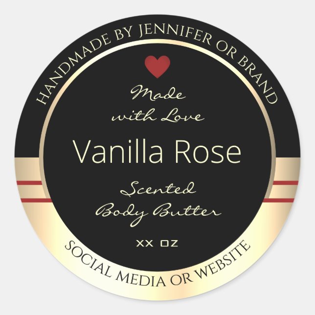 Glamour Produktverpackungsetiketten Schwarz und Go Runder Aufkleber (Vorderseite)