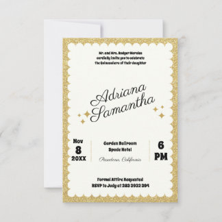 Glamour Quinceañera Goldene Geburtstagsfeier Einladung
