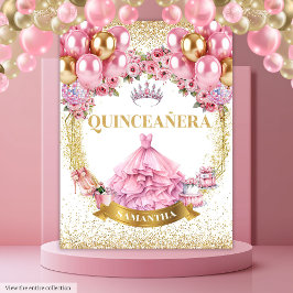 Glamour Quinceñera Wall Decke rosa Gold Thema Wandteppich