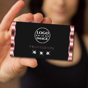 Glamour Red Black Sparkling Diamonds mit Logo Visitenkarte