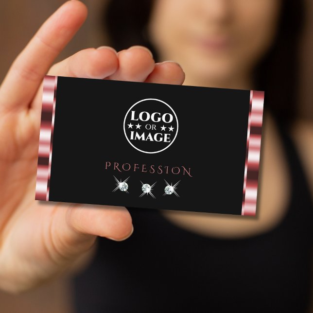 Glamour Red Black Sparkling Diamonds mit Logo Visitenkarte (Von Creator hochgeladen)