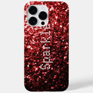 Glamour Red Glitzer Glitzern personalisieren Case-Mate iPhone 14 Pro Max Hülle