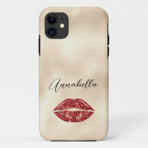Glamour Red Lips auf Champagner Gold Case-Mate iPhone Hülle