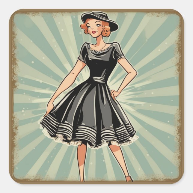 Glamour Retro Vintag LBD Aufkleber (Vorderseite)