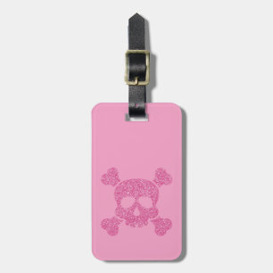 Glamour rosa Glitzer Skull und Crossbones Gepäckanhänger