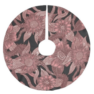 Glamour Rose Gold Black Glitzer Blume Polyester Weihnachtsbaumdecke