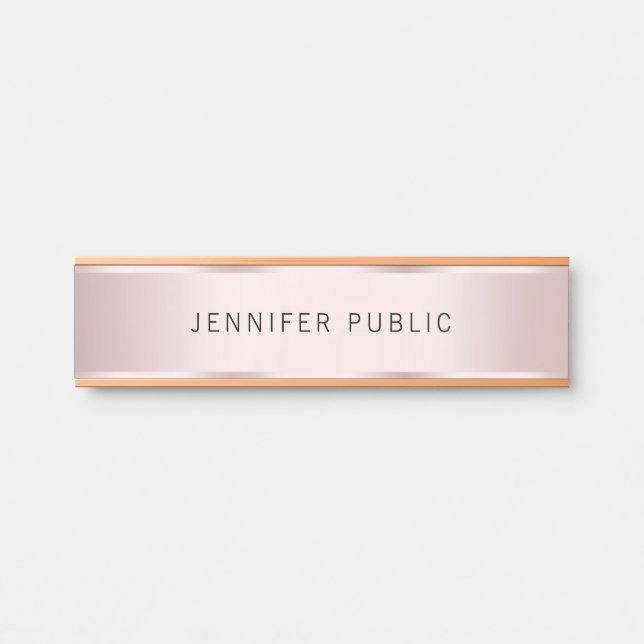 Glamour Rose Gold Elegant Name Home House Türschild (Vorderseite )