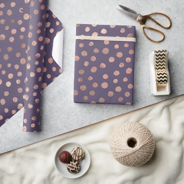 Glamour Rose Gold Foil und Lavendel Art Dots Geschenkpapier (Kunsthandwerk)