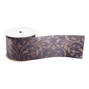 Glamour Rose Gold Found Lavendel Damask Satinband