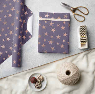Glamour Rose Gold Found Lavendel Stars Geschenkpapier