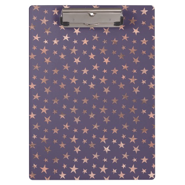 Glamour Rose Gold Found Lavendel Stars Klemmbrett (Vorderseite)
