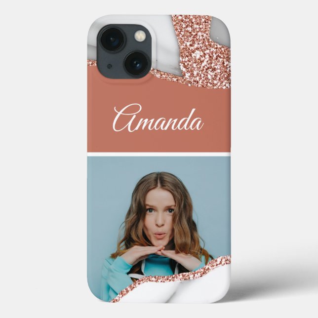 Glamour Rose Gold Glitzer Foto Case-Mate iPhone Hülle (Rückseite)