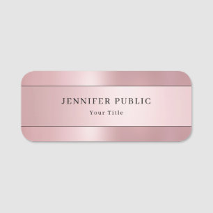 Glamour Rose Gold Moderne Elegante Vorlage gerunde Namensschild