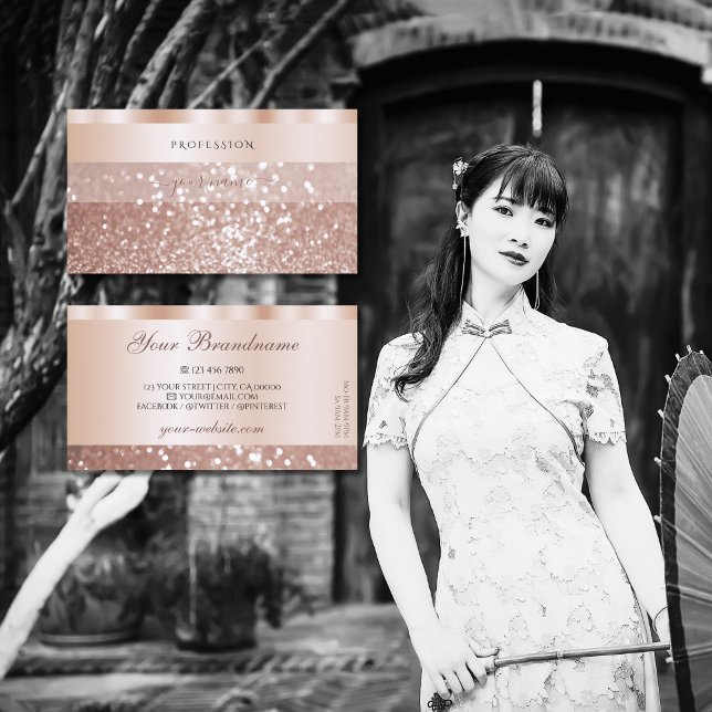 Glamour Rose Gold Sparkling Glitzer Luxuriös Visitenkarte (Von Creator hochgeladen)