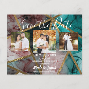 Glamour-Rost-Rosa-Teal- und Gold-chic-moderne Save