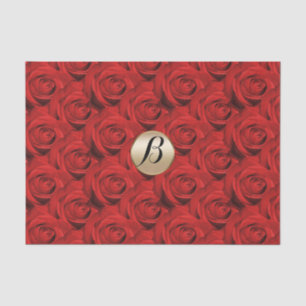 Glamour Rote Rosen Gold Monogram Elegant Modern Seidenpapier