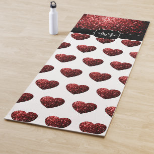 Glamour Roter Glitzer Funkelkreislauf Herzmuster M Yogamatte