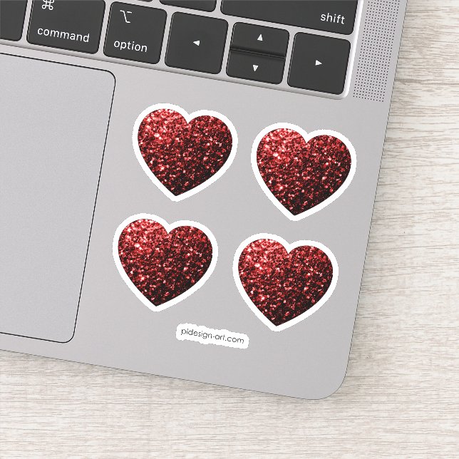 Glamour Roter Glitzer Glitzern Herzens Aufkleber (Detail)