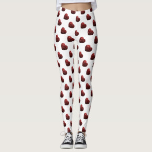 Glamour Roter Glitzer Glitzern Herzmuster weiß Leggings