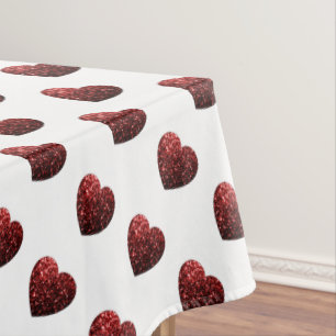 Glamour-rotes Glitzer-Glitzern Herzmuster Tischdecke