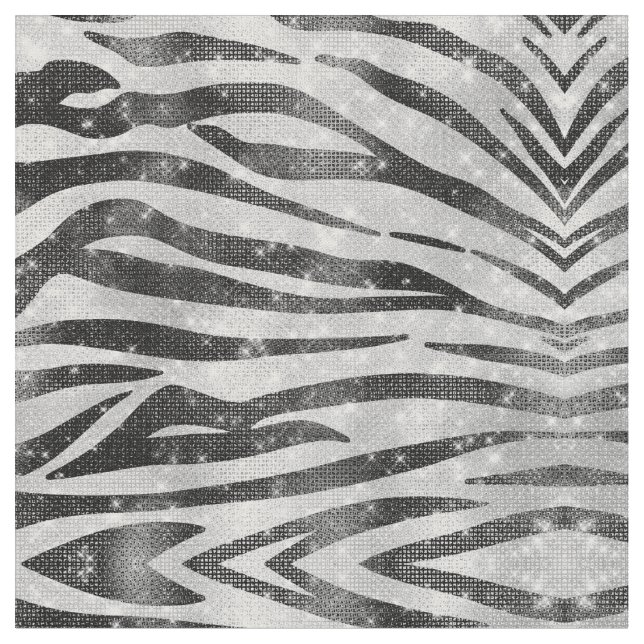 Glamour Schwarz-weißer Funkelnd Glitzer Zebra Stri Stoff (Nahaufnahme)