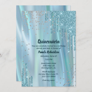 Glamour Seide und Glitzer Look Quinceañera Invita Einladung