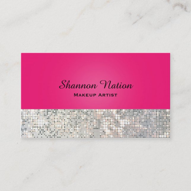 Glamour Sequin Glitzer Hot Pink Glam Business Card Visitenkarte (Vorderseite)