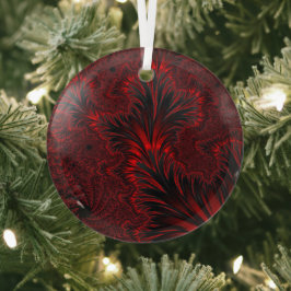 Glamour Shiny Red Fraktal Blätter Suncatcher Ornament Aus Glas