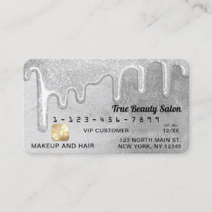 Glamour Silber Dick Glitzer Tropfen Credit Visitenkarte