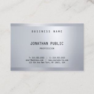 Glamour Silber Elegantes Minimalistisches modernes Visitenkarte