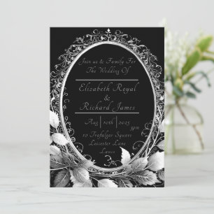 Glamour Silver & Black Hochzeit Einladungen Set