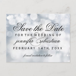 Glamour Silver Bokeh Light Wedding Postkarte