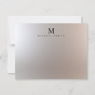 Glamour Silver Custom Modern Elegante Monogram Mitteilungskarte