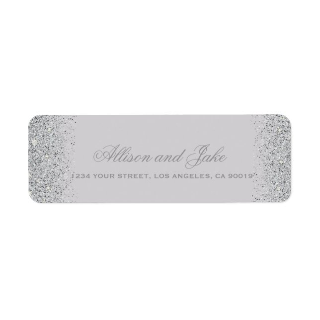 Glamour Silver Glitzer Address Labels (Vorne)