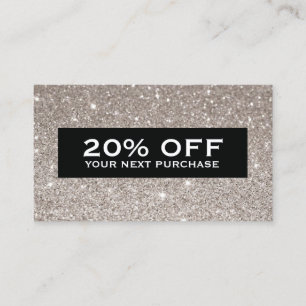 Glamour Silver Glitzer Moderne Beauty Coupon Card