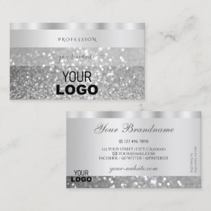Glamour Silver Sparkling Glitzer Add Logo Luxus Visitenkarte