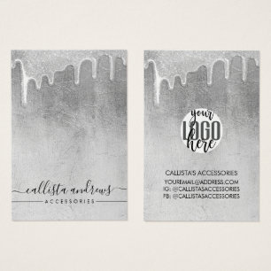 Glamour Silver Thick Glitzer Tropfen Logo Oog