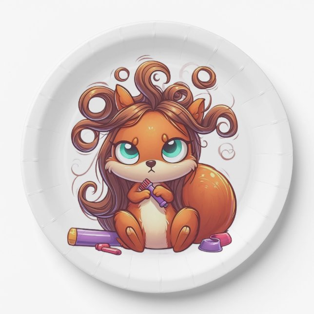 Glamour Squirrel Hair Day Pappteller (Vorderseite)