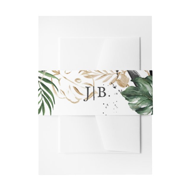 Glamour Summer Greenerity Monogram Wedding Einladungsbanderole (Vorderseite Beispiel)