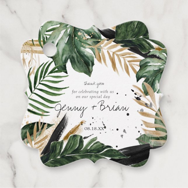 Glamour Summer Greenerity Wedding Vielen Dank Geschenkanhänger (Vorderseite)
