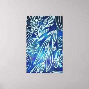 Glamour Torquoise und weißes botanisches Zeichn Leinwanddruck