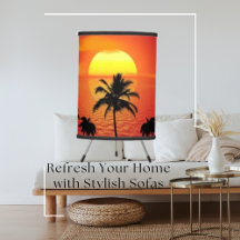 Glamour Tropical Palm Island Trees Tripod Lamp